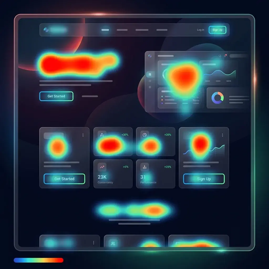Voorbeeld van een klik-heatmap op een website